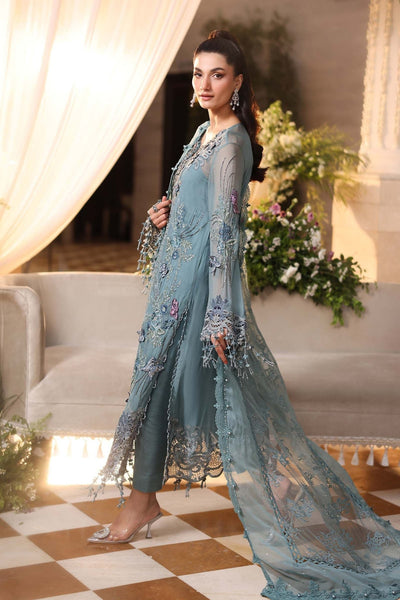 Maria b | Chiffon Formals 26 | MPC-26-106-Slate Blue-Brand:Maria B-Type:Ladies Clothes-Slate Grey-Chiffon-House of Maryam- Buy in UK, USA