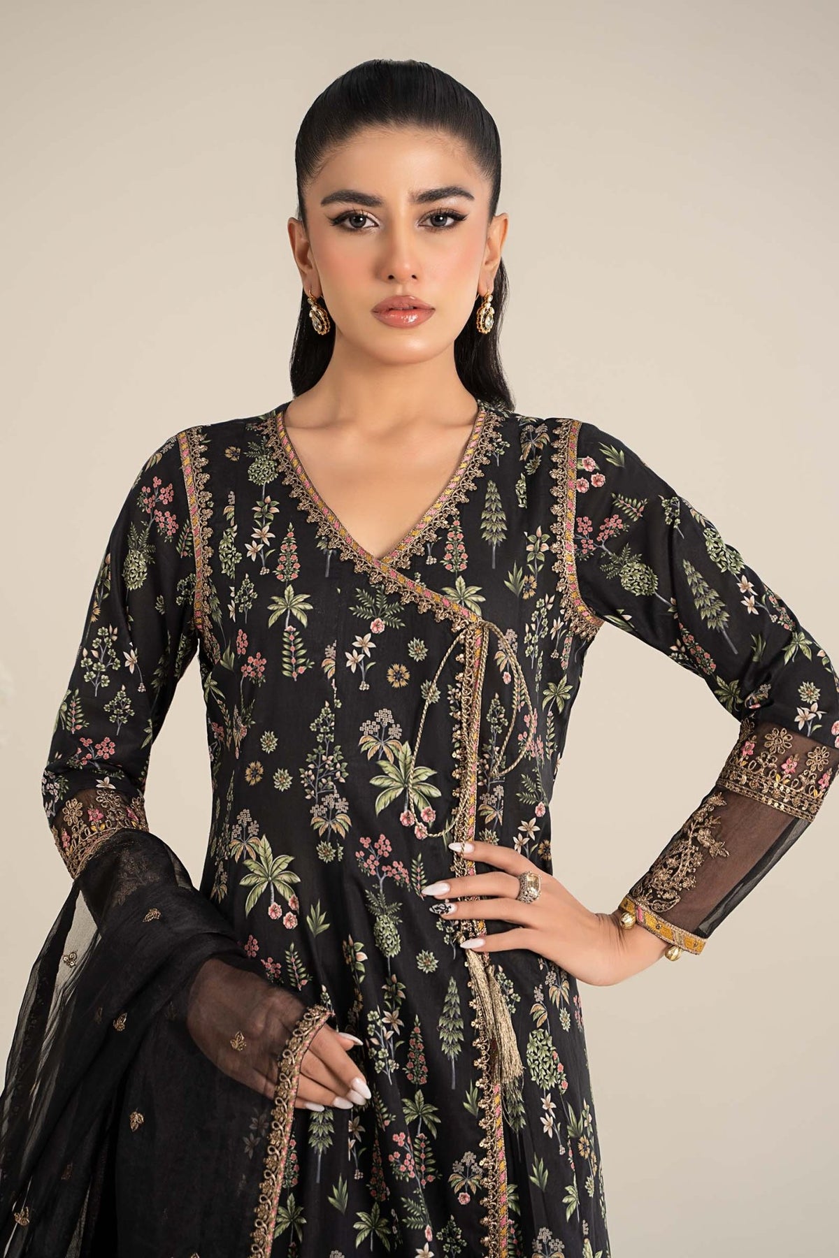Maria B | Eid Collection Pret | DW-EF25-26R1-Brand:Maria B-Type:Ladies Clothes-Black-Lawn-House of Maryam- Buy in UK, USA