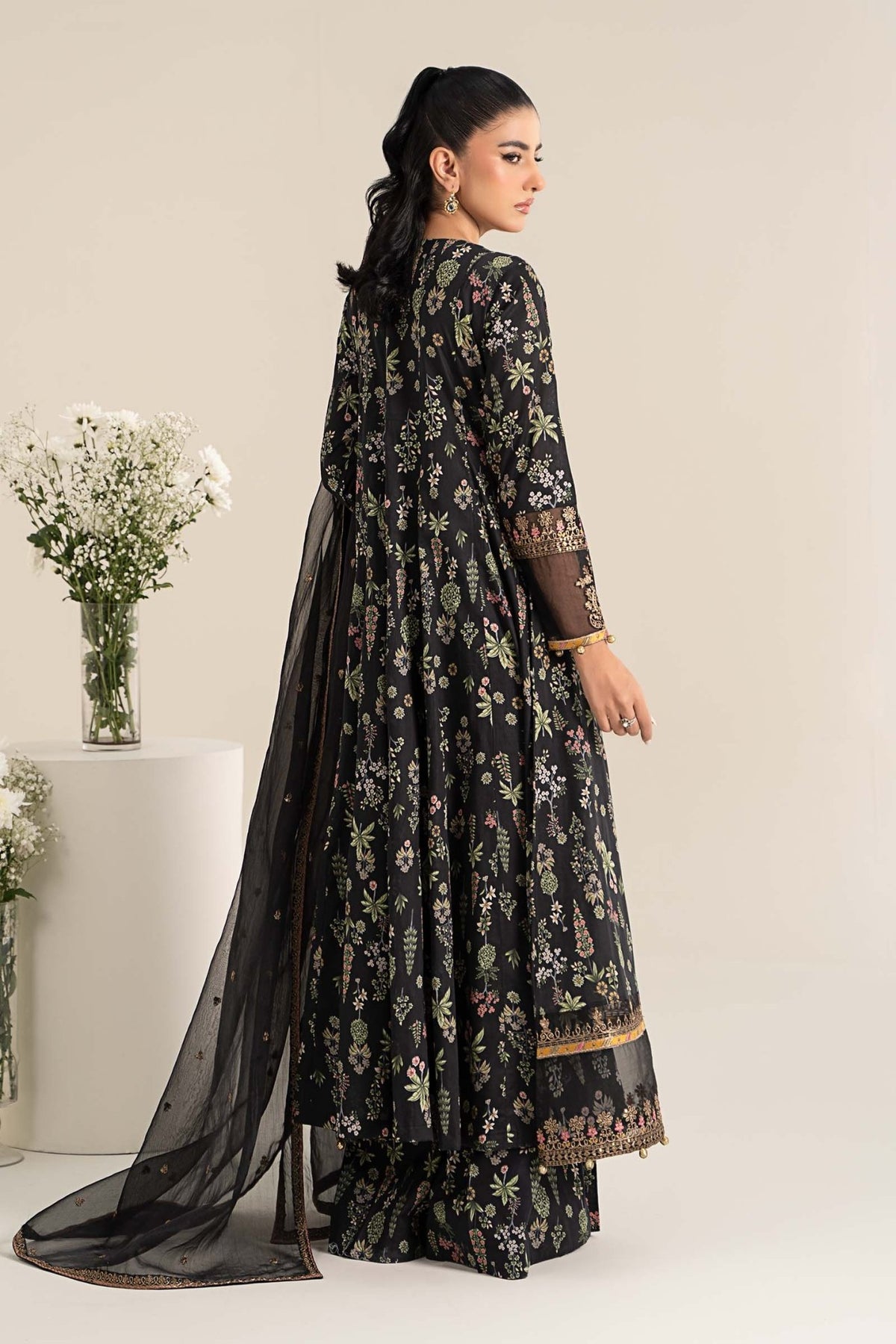 Maria B | Eid Collection Pret | DW-EF25-26R1-Brand:Maria B-Type:Ladies Clothes-Black-Lawn-House of Maryam- Buy in UK, USA