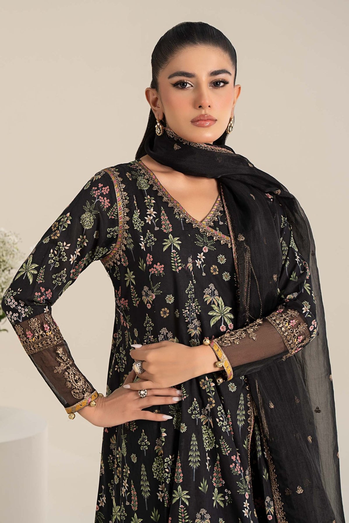 Maria B | Eid Collection Pret | DW-EF25-26R1-Brand:Maria B-Type:Ladies Clothes-Black-Lawn-House of Maryam- Buy in UK, USA