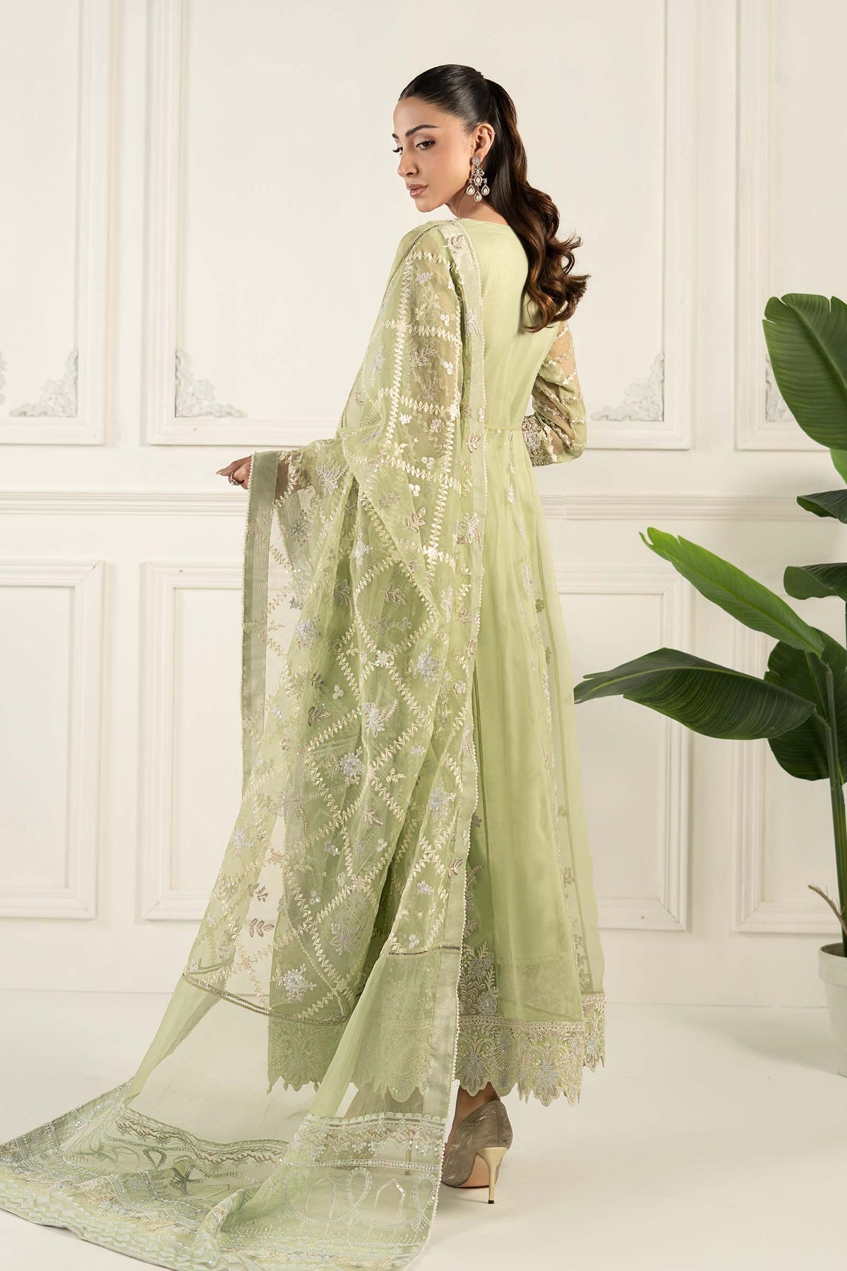 Maria B | Formal Wears | SF-EF25-44-Brand:Maria B-Type:Ladies Clothes-Mint Green-Organza-House of Maryam- Buy in UK, USA