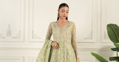 Maria B | Formal Wears | SF-EF25-44-Brand:Maria B-Type:Ladies Clothes-Mint Green-Organza-House of Maryam- Buy in UK, USA
