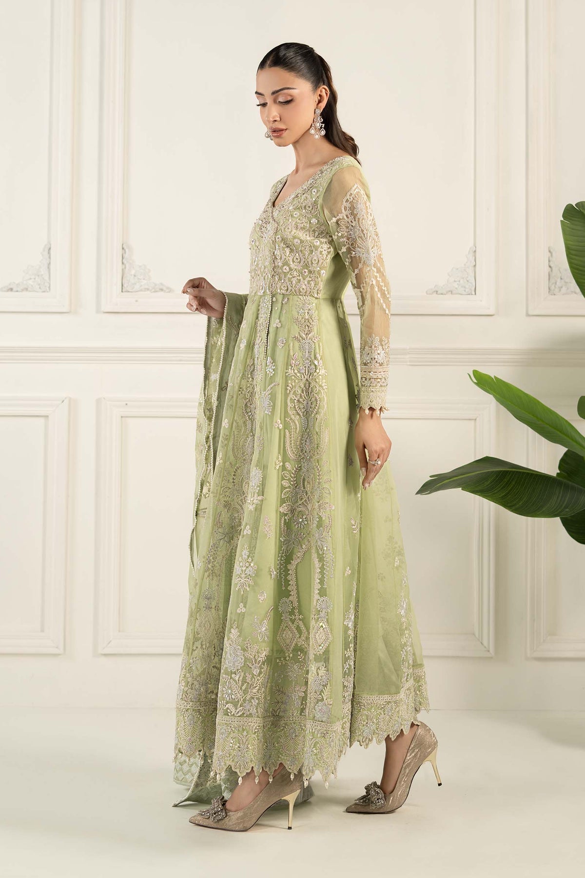 Maria B | Formal Wears | SF-EF25-44-Brand:Maria B-Type:Ladies Clothes-Mint Green-Organza-House of Maryam- Buy in UK, USA