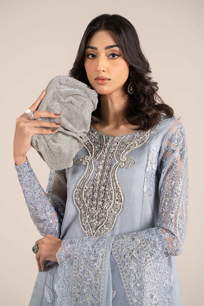 Maria B | Formal Wears | SF-EF25-51-Brand:Maria B-Type:Ladies Clothes-Ice Blue-Organza-House of Maryam- Buy in UK, USA