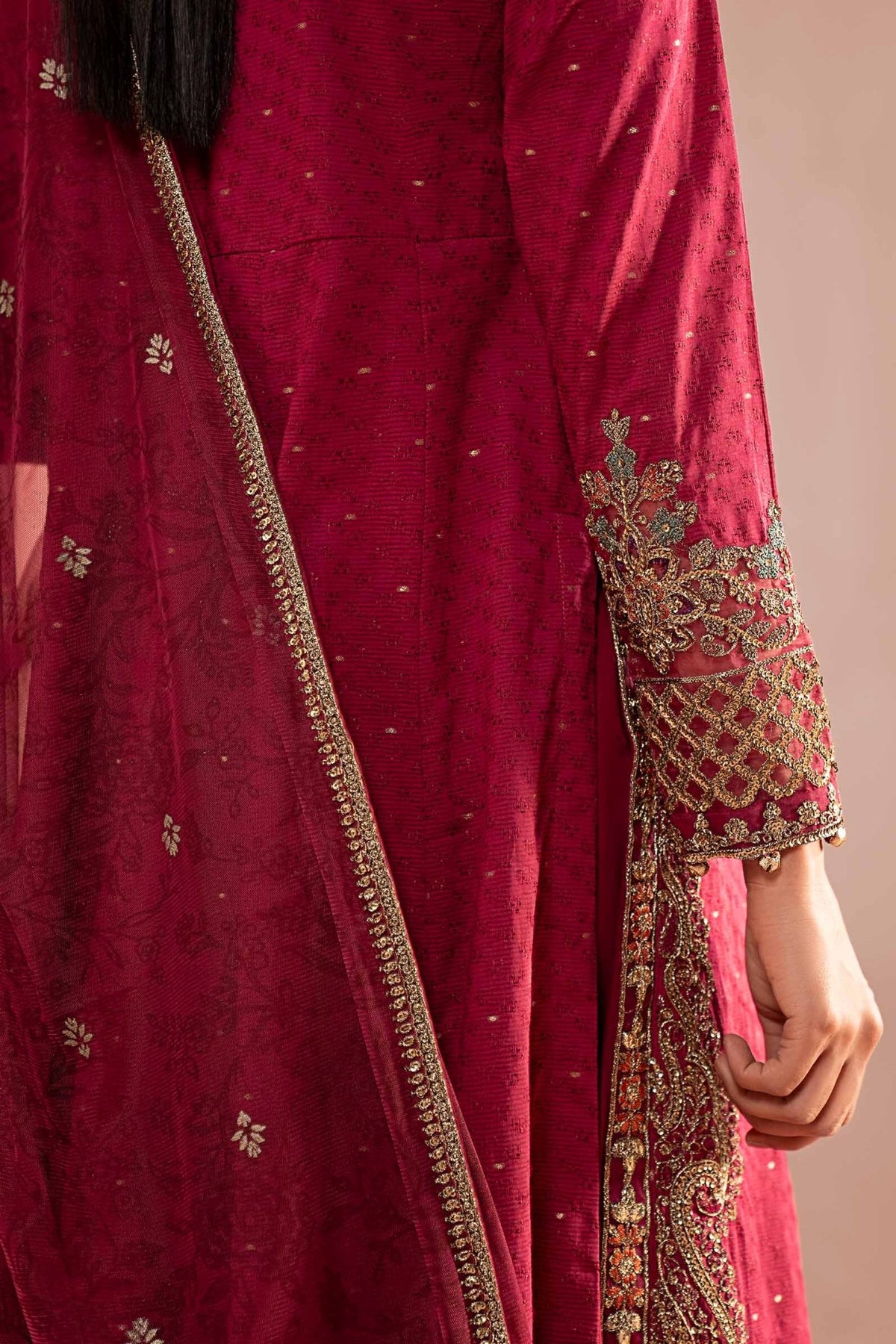 Maria B | Luxury Pret Winter 25 | DW-W25-31-Brand:Maria B-Type:Ladies Clothes-Redish Pink-Filament Viscose-House of Maryam- Buy in UK, USA