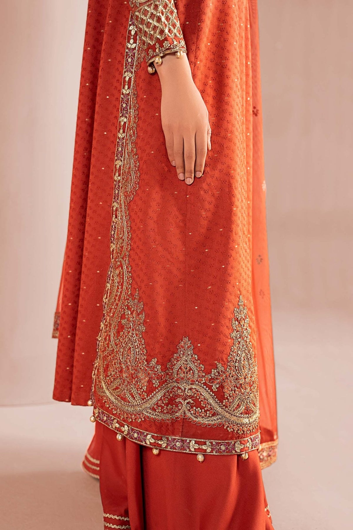 Maria B | Luxury Pret Winter 25 | DW-W25-31-Brand:Maria B-Type:Ladies Clothes-Rust-Filament Viscose-House of Maryam- Buy in UK, USA