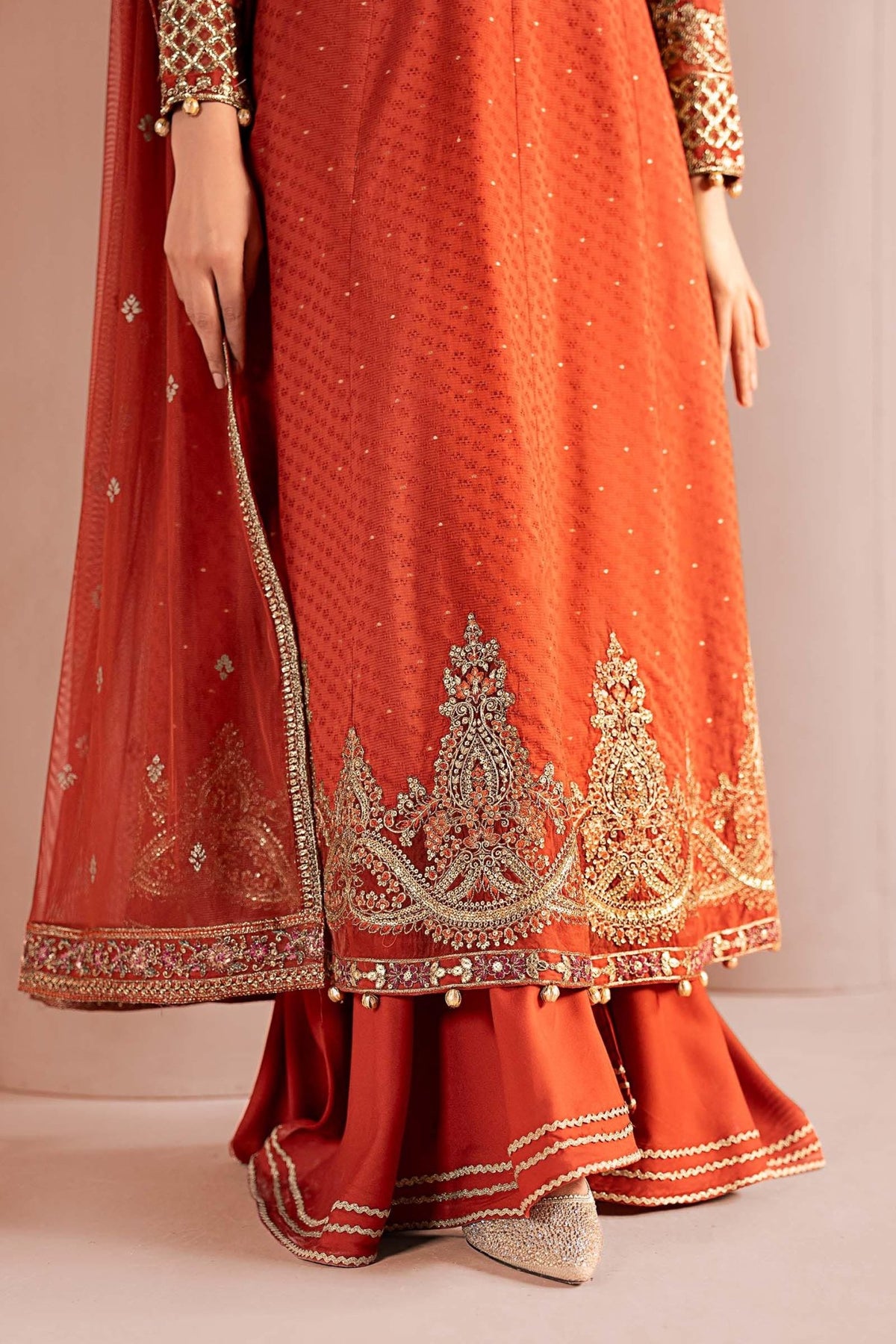Maria B | Luxury Pret Winter 25 | DW-W25-31-Brand:Maria B-Type:Ladies Clothes-Rust-Filament Viscose-House of Maryam- Buy in UK, USA