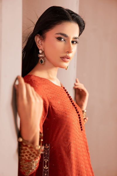 Maria B | Luxury Pret Winter 25 | DW-W25-31-Brand:Maria B-Type:Ladies Clothes-Rust-Filament Viscose-House of Maryam- Buy in UK, USA