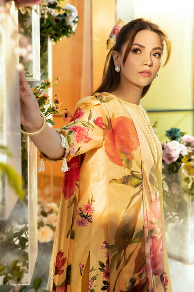 Maria B | M Basic Summer Lawn 25 | MB-CUS25-701A-Brand:Maria B-Type:Ladies Clothes-Yellow-Lawn-House of Maryam- Buy in UK, USA