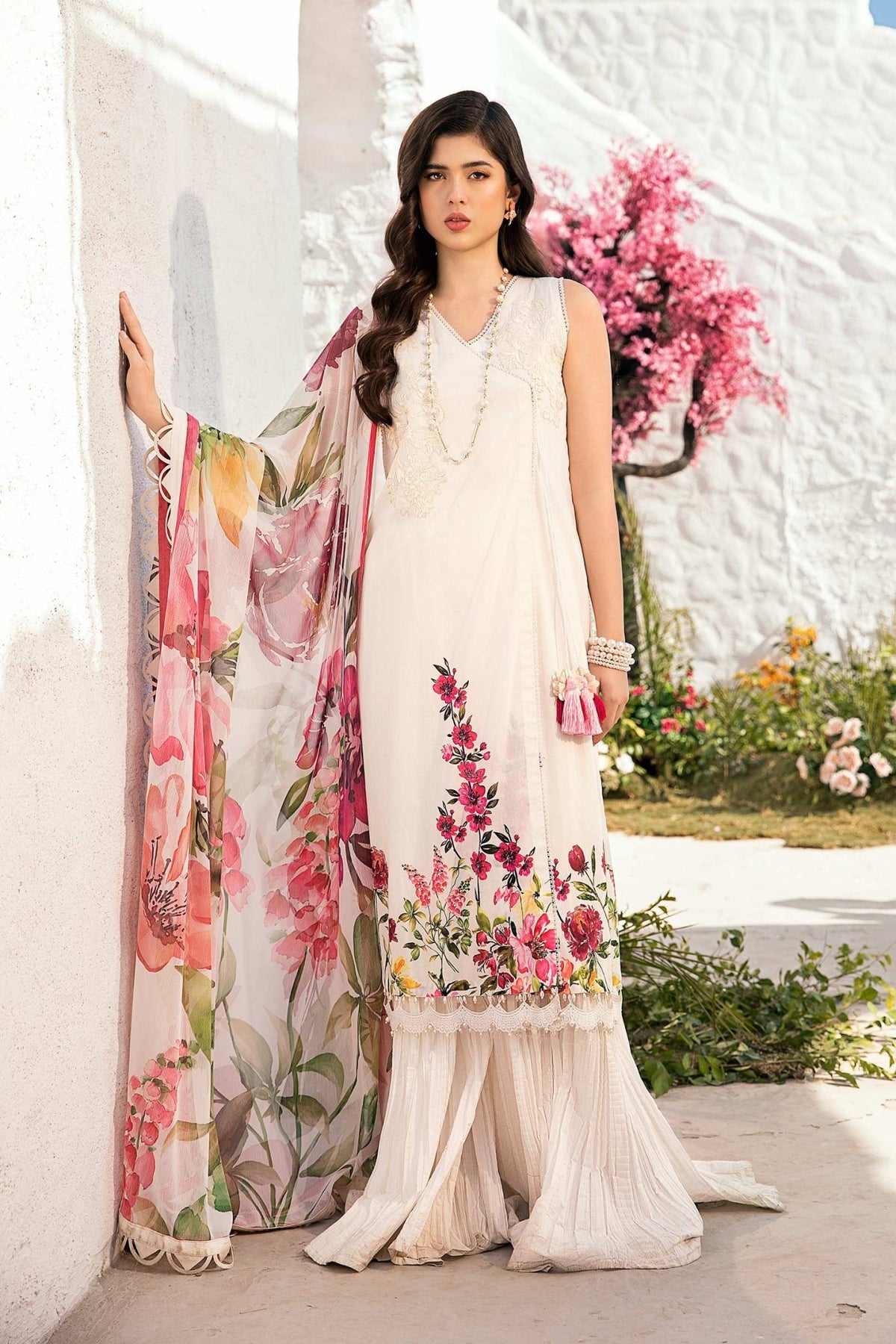 Maria B | M Basic Summer Lawn 25 | MB-CUS25-701B-Brand:Maria B-Type:Ladies Clothes-White-Lawn-House of Maryam- Buy in UK, USA