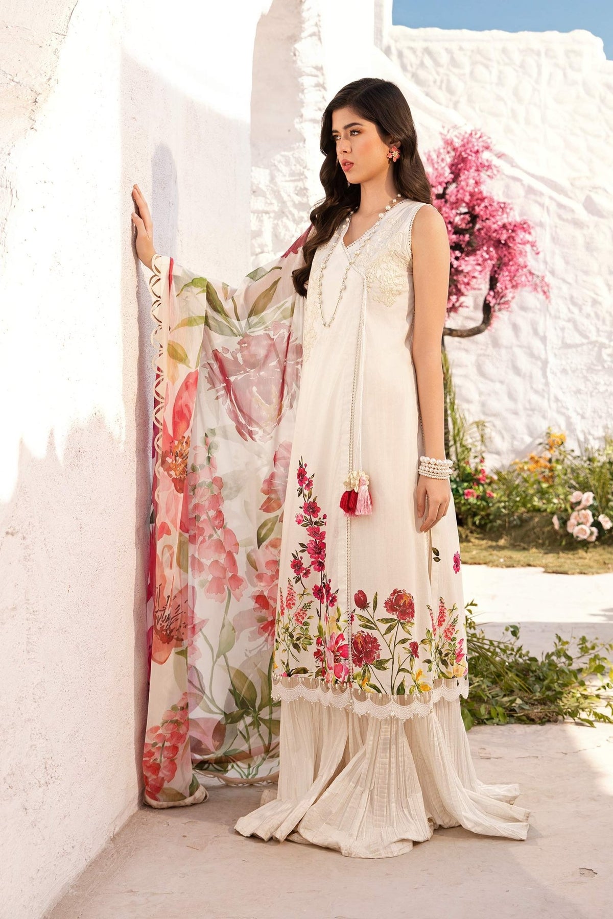 Maria B | M Basic Summer Lawn 25 | MB-CUS25-701B-Brand:Maria B-Type:Ladies Clothes-White-Lawn-House of Maryam- Buy in UK, USA