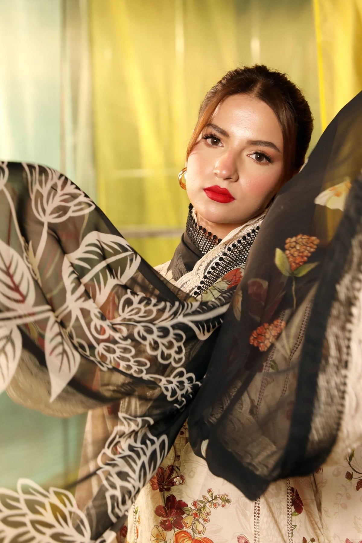 Maria B | M Basic Summer Lawn 25 | MB-CUS25-702B-Brand:Maria B-Type:Ladies Clothes-Beige-Lawn-House of Maryam- Buy in UK, USA