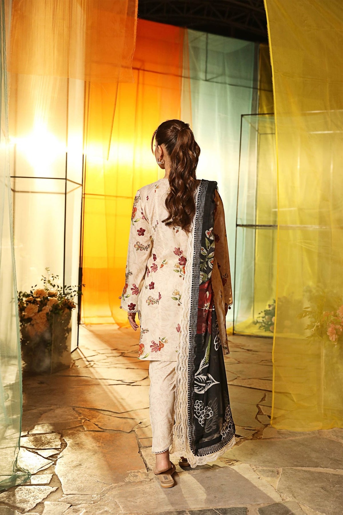 Maria B | M Basic Summer Lawn 25 | MB-CUS25-702B-Brand:Maria B-Type:Ladies Clothes-Beige-Lawn-House of Maryam- Buy in UK, USA