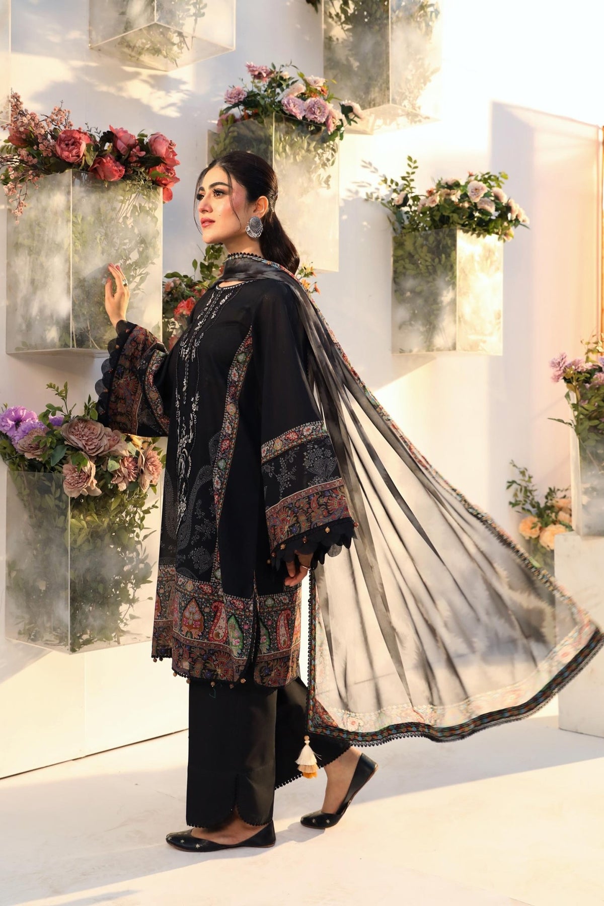 Maria B | M Basic Summer Lawn 25 | MB-CUS25-703A-Brand:Maria B-Type:Ladies Clothes-Black-Lawn-House of Maryam- Buy in UK, USA