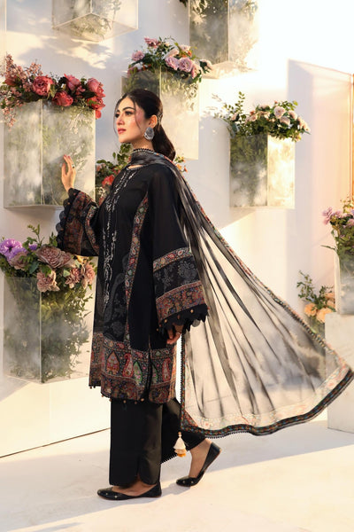 Maria B | M Basic Summer Lawn 25 | MB-CUS25-703A-Brand:Maria B-Type:Ladies Clothes-Black-Lawn-House of Maryam- Buy in UK, USA