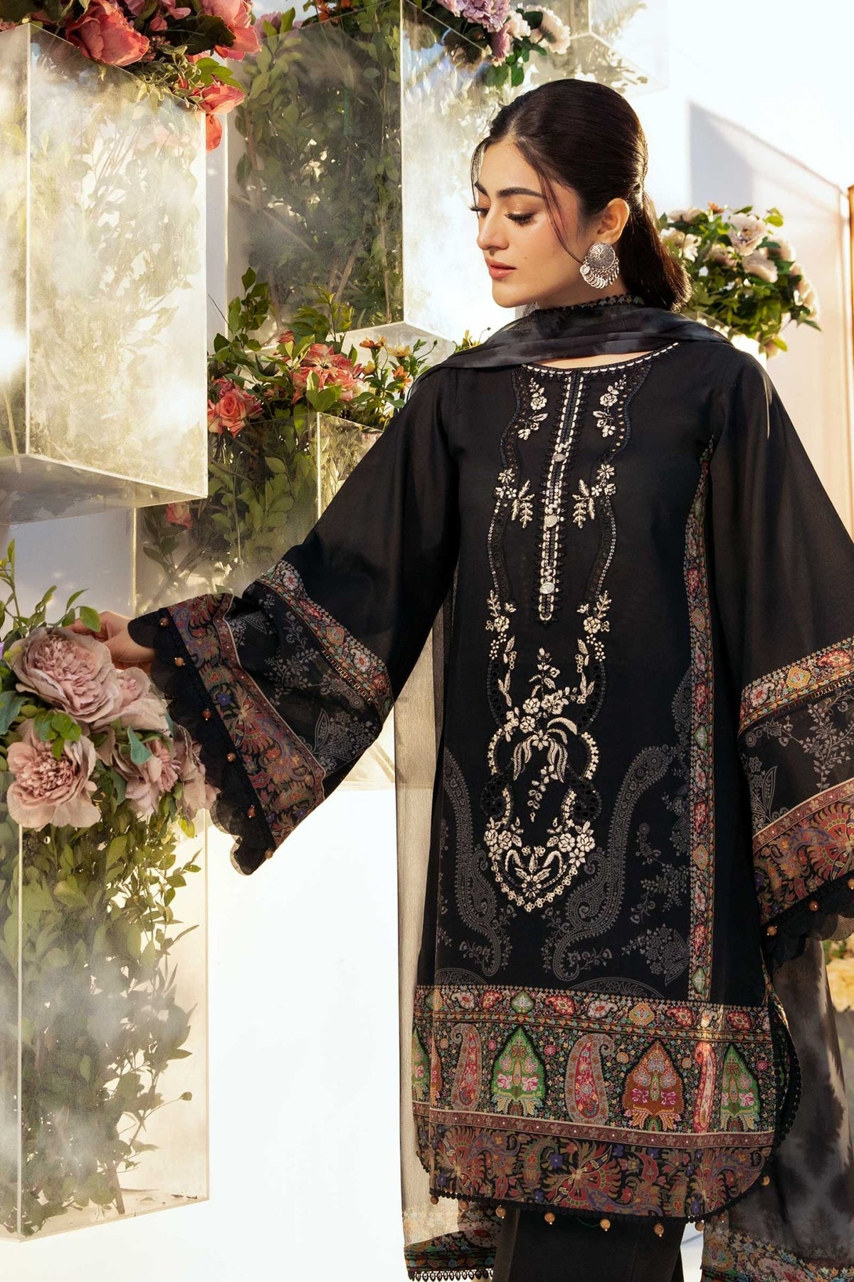 Maria B | M Basic Summer Lawn 25 | MB-CUS25-703A-Brand:Maria B-Type:Ladies Clothes-Black-Lawn-House of Maryam- Buy in UK, USA