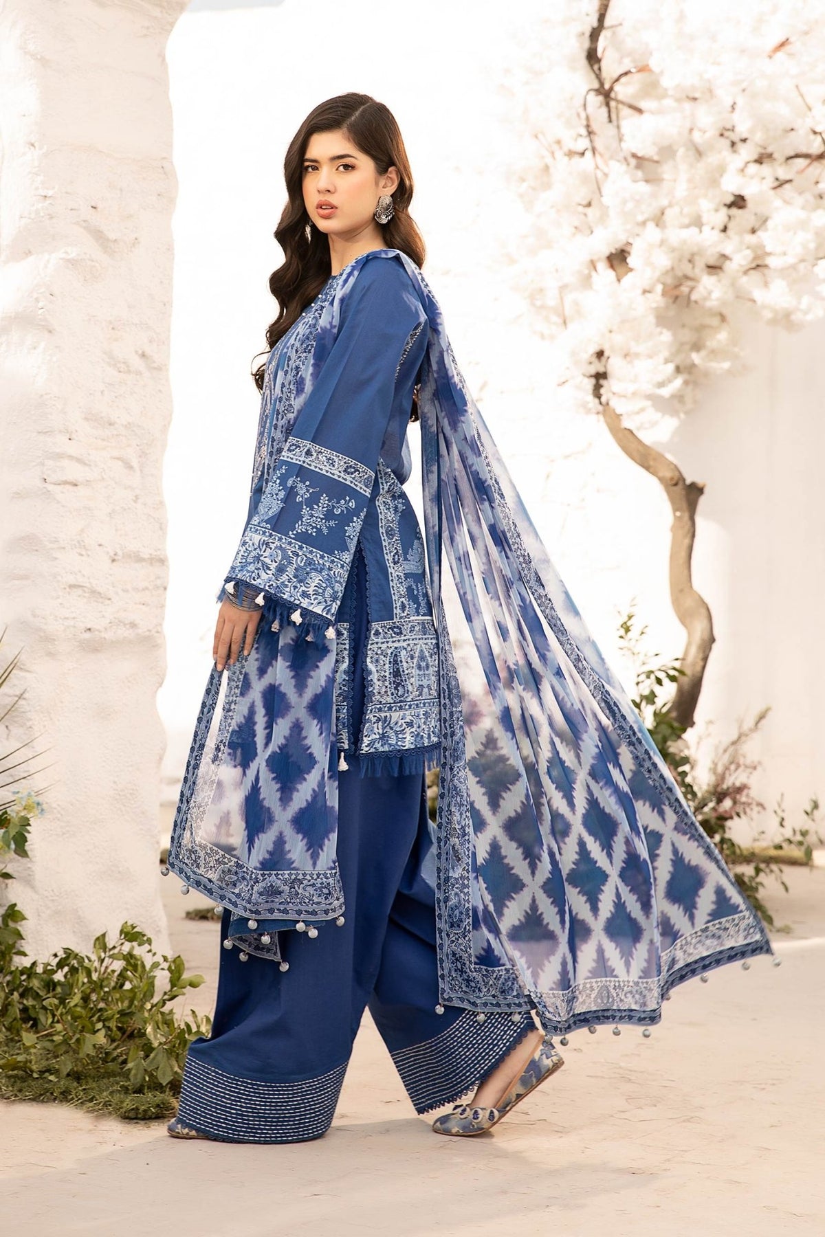 Maria B | M Basic Summer Lawn 25 | MB-CUS25-703B-Brand:Maria B-Type:Ladies Clothes-Blue-Lawn-House of Maryam- Buy in UK, USA