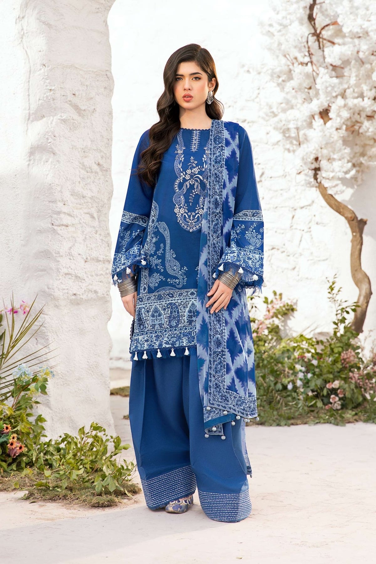 Maria B | M Basic Summer Lawn 25 | MB-CUS25-703B-Brand:Maria B-Type:Ladies Clothes-Blue-Lawn-House of Maryam- Buy in UK, USA