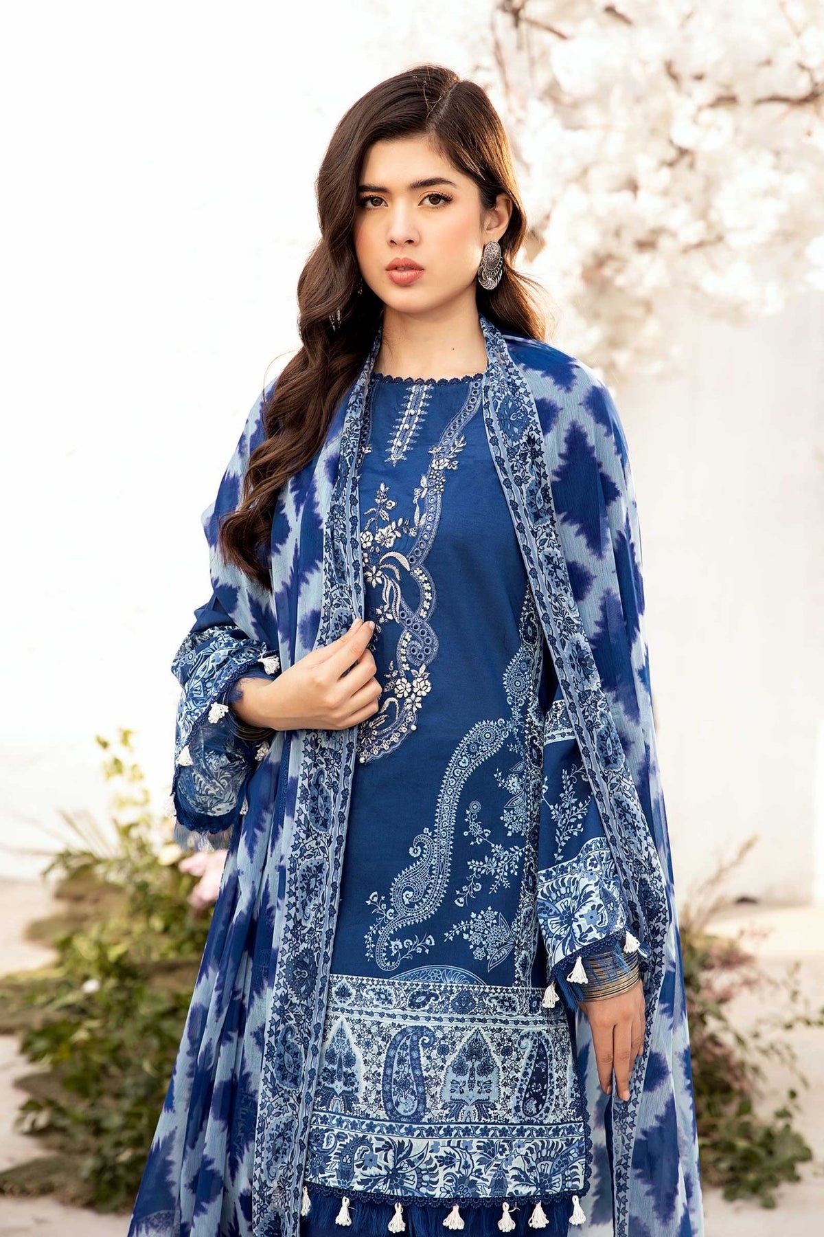 Maria B | M Basic Summer Lawn 25 | MB-CUS25-703B-Brand:Maria B-Type:Ladies Clothes-Blue-Lawn-House of Maryam- Buy in UK, USA