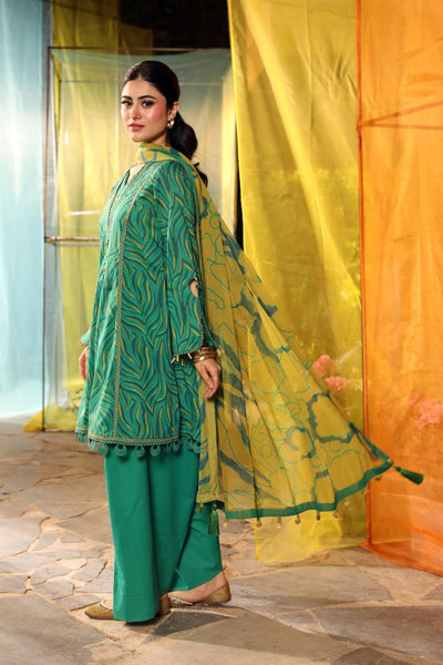 Maria B | M Basic Summer Lawn 25 | MB-CUS25-704A-Brand:Maria B-Type:Ladies Clothes-Emerald Green-Lawn-House of Maryam- Buy in UK, USA