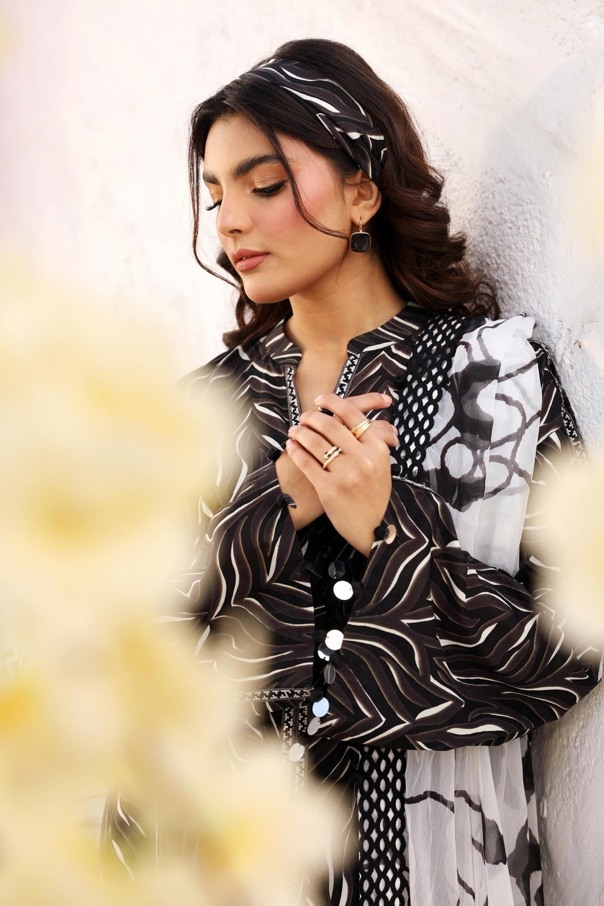 Maria B | M Basic Summer Lawn 25 | MB-CUS25-704B-Brand:Maria B-Type:Ladies Clothes-Black-Lawn-House of Maryam- Buy in UK, USA