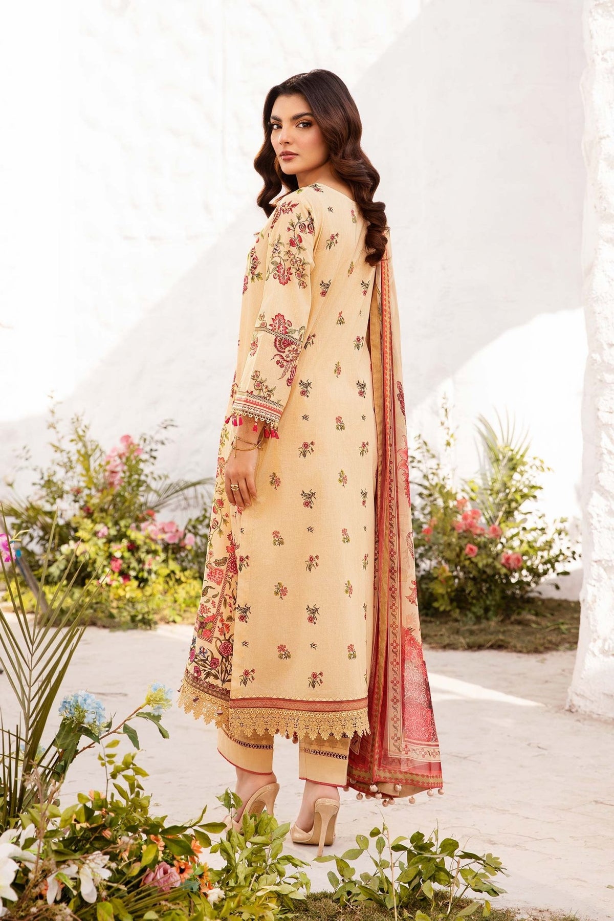 Maria B | M Basic Summer Lawn 25 | MB-CUS25-705A-Brand:Maria B-Type:Ladies Clothes-Dust Yellow-Lawn-House of Maryam- Buy in UK, USA