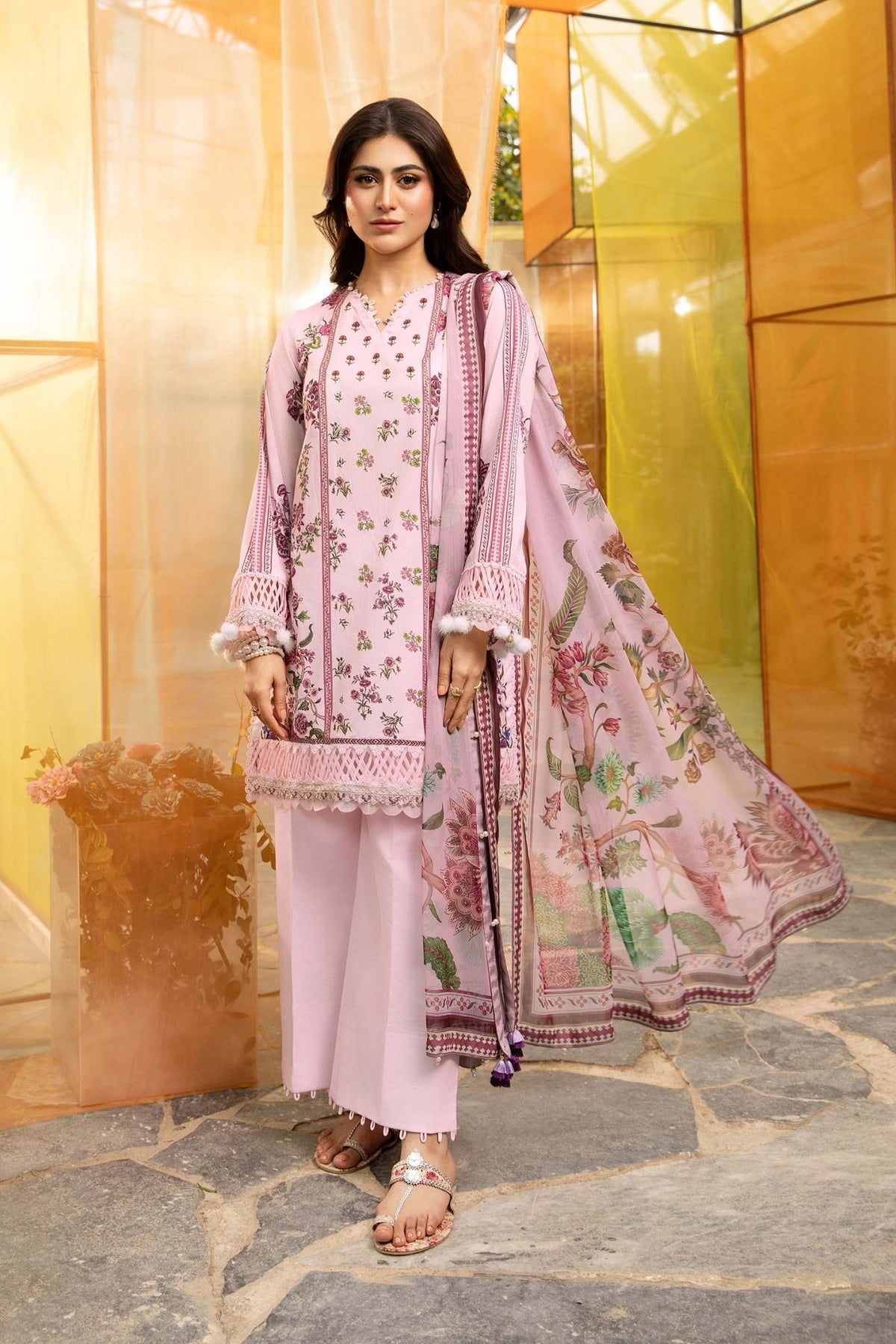 Maria B | M Basic Summer Lawn 25 | MB-CUS25-705B-Brand:Maria B-Type:Ladies Clothes-Lilac-Lawn-House of Maryam- Buy in UK, USA