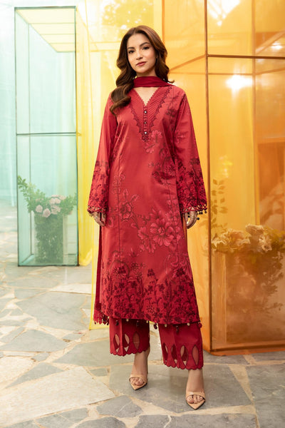 Maria B | M Basic Summer Lawn 25 | MB-CUS25-706A-Brand:Maria B-Type:Ladies Clothes-Red-Lawn-House of Maryam- Buy in UK, USA