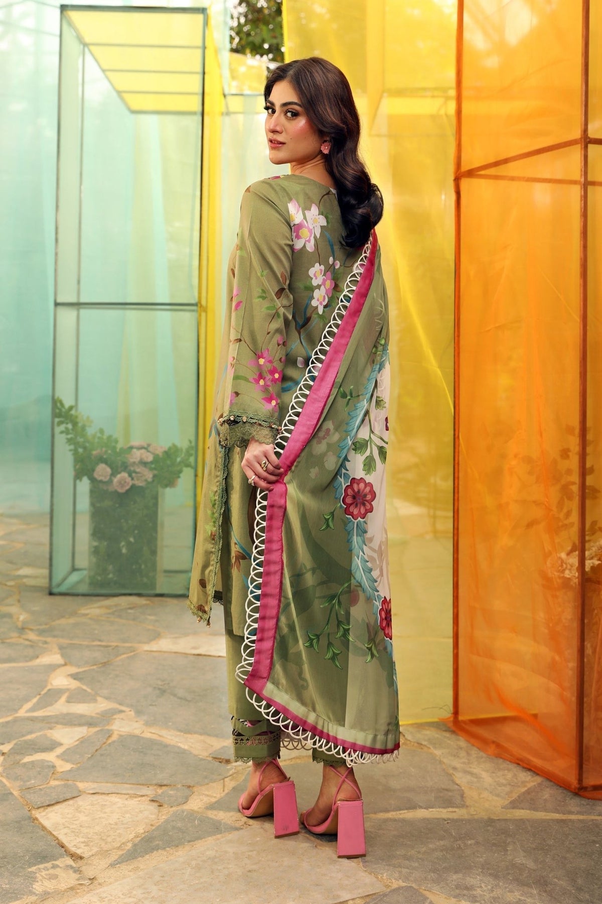 Maria B | M Basic Summer Lawn 25 | MB-CUS25-707A-Brand:Maria B-Type:Ladies Clothes-Mint Green-Lawn-House of Maryam- Buy in UK, USA