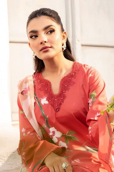 Maria B | M Basic Summer Lawn 25 | MB-CUS25-707B-Brand:Maria B-Type:Ladies Clothes-Red-Lawn-House of Maryam- Buy in UK, USA