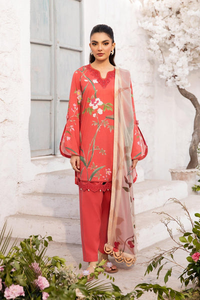 Maria B | M Basic Summer Lawn 25 | MB-CUS25-707B-Brand:Maria B-Type:Ladies Clothes-Red-Lawn-House of Maryam- Buy in UK, USA