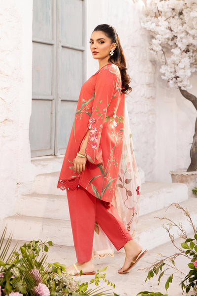Maria B | M Basic Summer Lawn 25 | MB-CUS25-707B-Brand:Maria B-Type:Ladies Clothes-Red-Lawn-House of Maryam- Buy in UK, USA