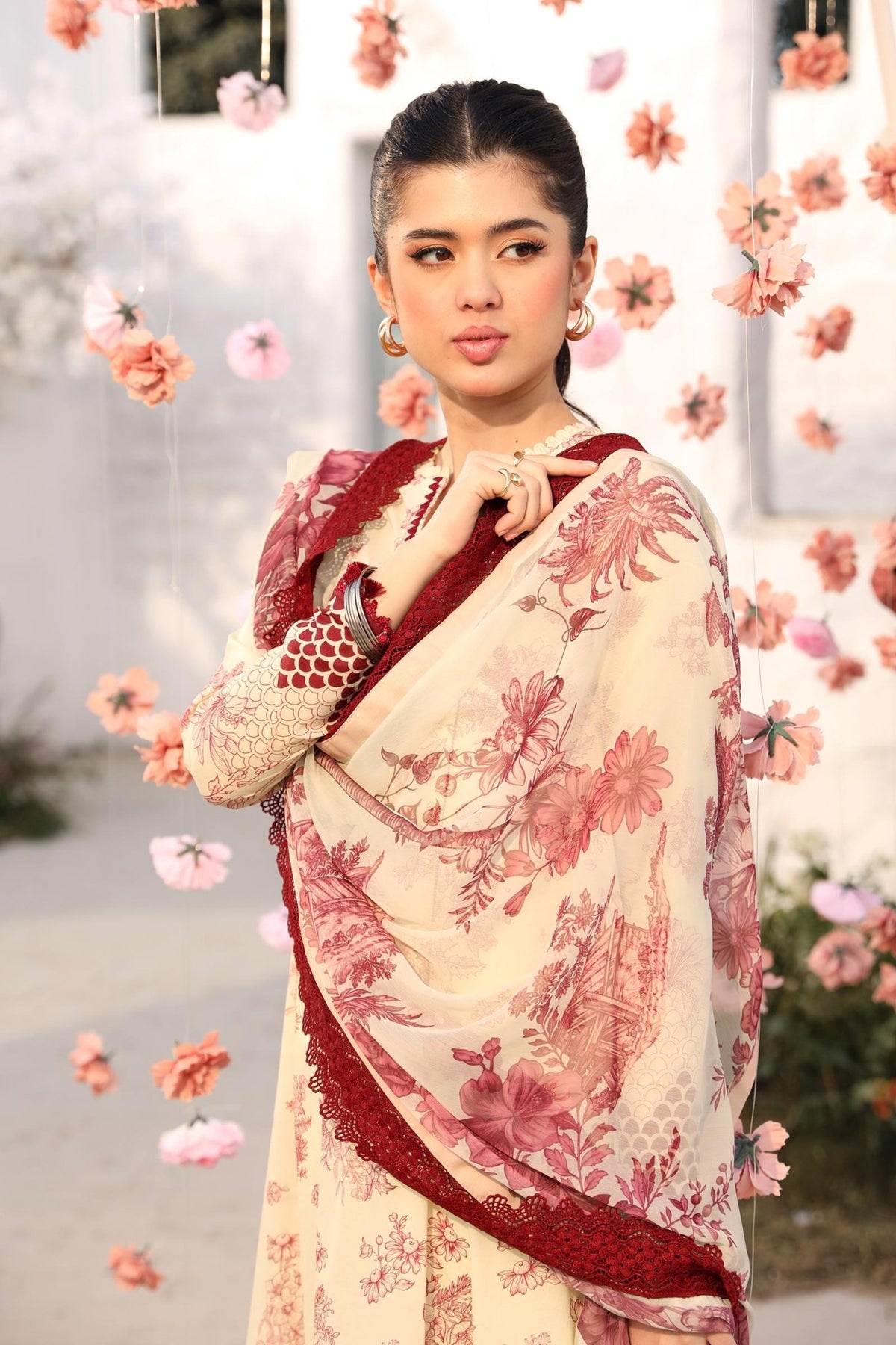 Maria B | M Basic Summer Lawn 25 | MB-CUS25-709A-Brand:Maria B-Type:Ladies Clothes-Pastel Yellow-Lawn-House of Maryam- Buy in UK, USA