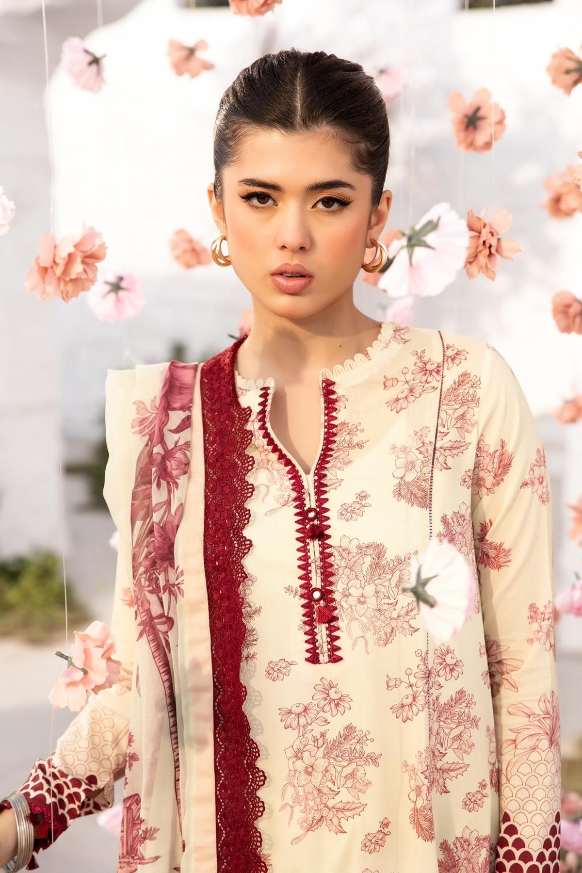 Maria B | M Basic Summer Lawn 25 | MB-CUS25-709A-Brand:Maria B-Type:Ladies Clothes-Pastel Yellow-Lawn-House of Maryam- Buy in UK, USA