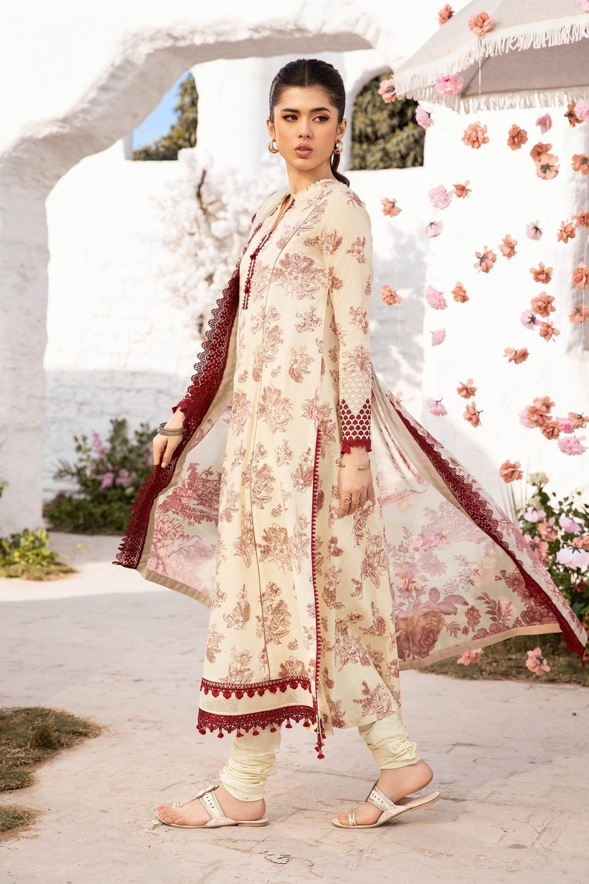 Maria B | M Basic Summer Lawn 25 | MB-CUS25-709A-Brand:Maria B-Type:Ladies Clothes-Pastel Yellow-Lawn-House of Maryam- Buy in UK, USA