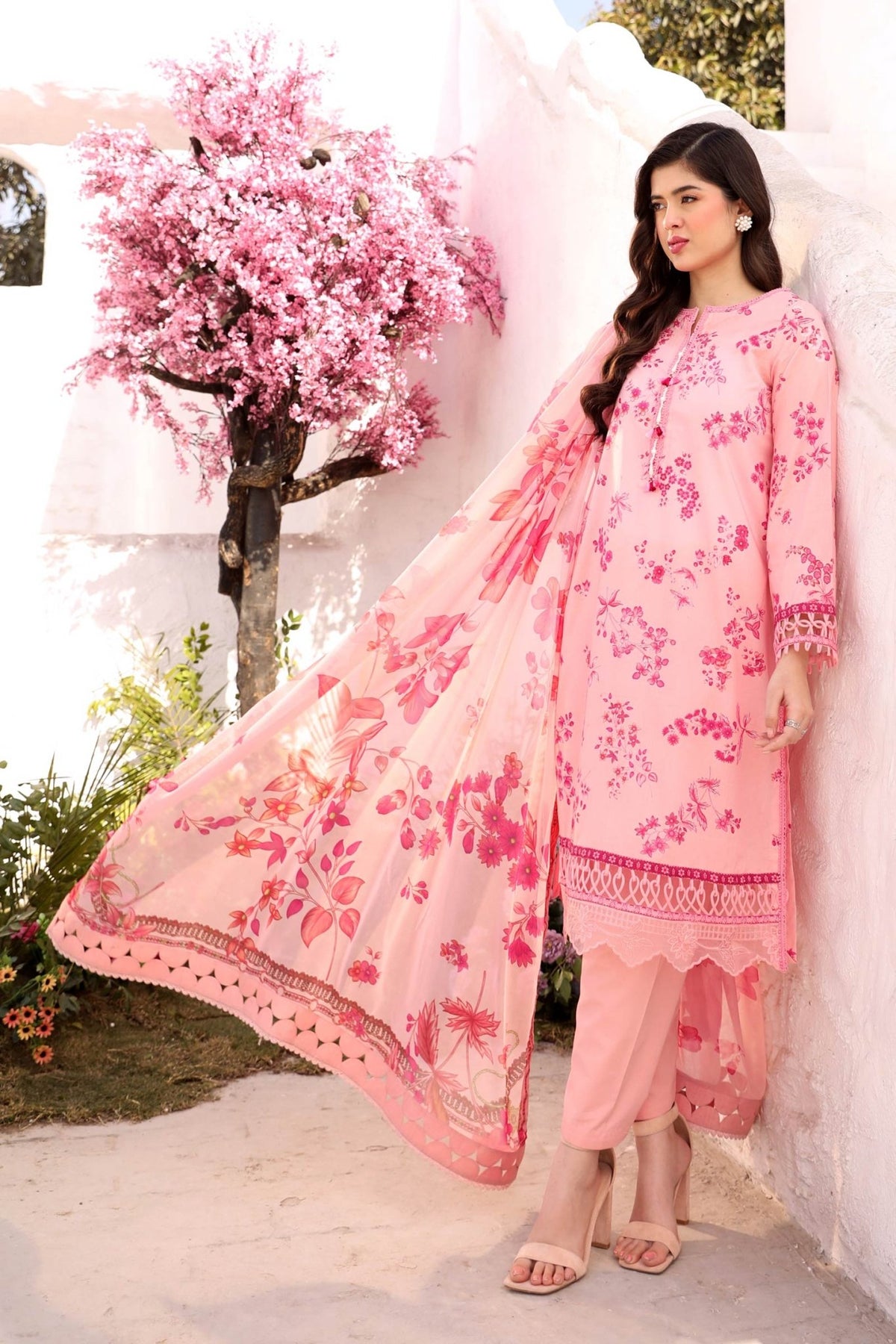 Maria B | M Basic Summer Lawn 25 | MB-CUS25-709A-Brand:Maria B-Type:Ladies Clothes-Pink-Lawn-House of Maryam- Buy in UK, USA