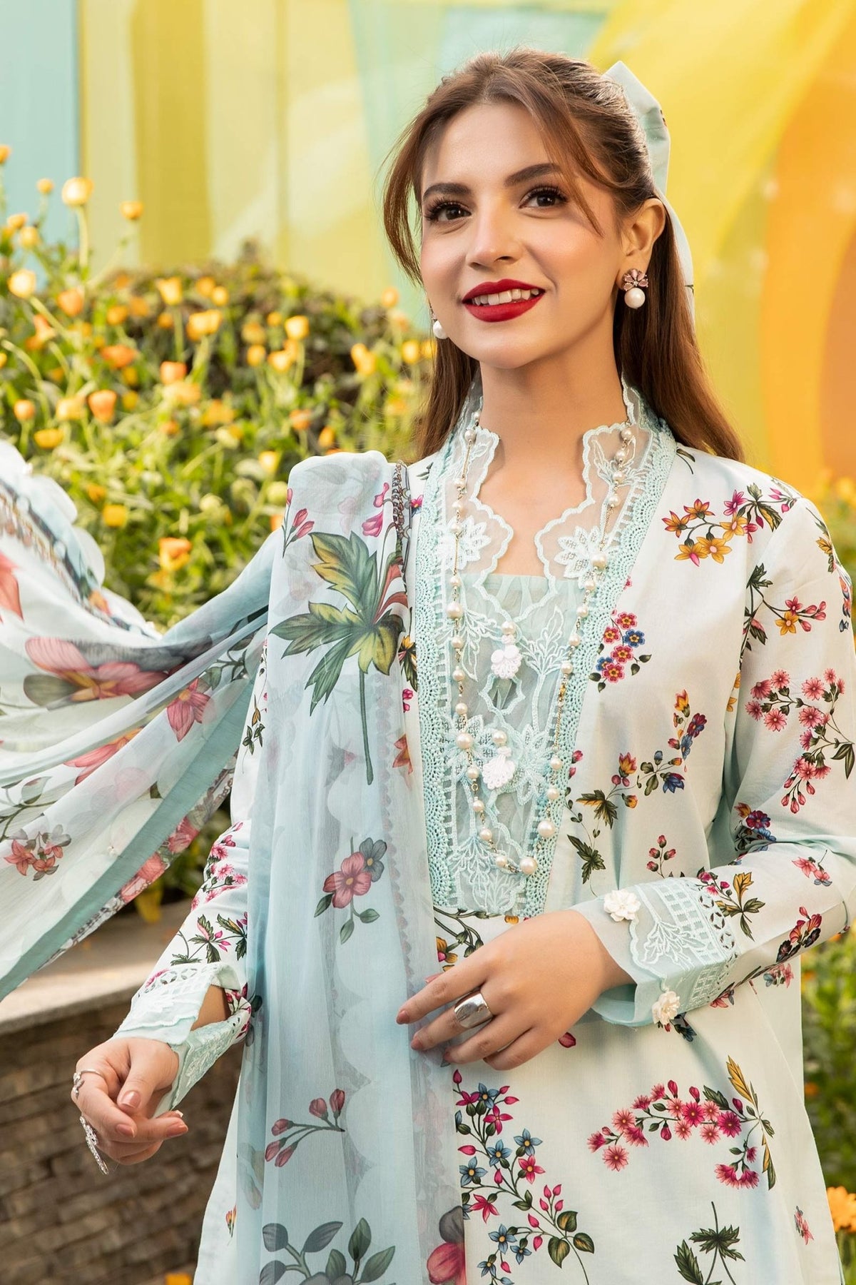 Maria B | M Basic Summer Lawn 25 | MB-CUS25-709B-Brand:Maria B-Type:Ladies Clothes-Pastel Blue-Lawn-House of Maryam- Buy in UK, USA