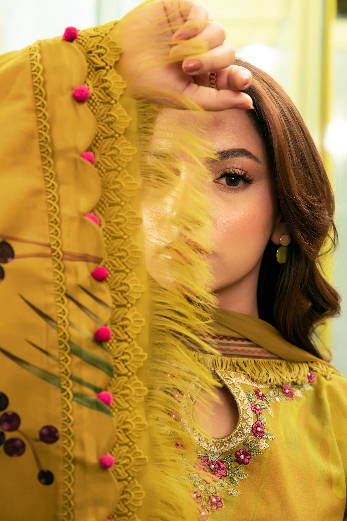 Maria B | M Basic Summer Lawn 25 | MB-CUS25-710A-Brand:Maria B-Type:Ladies Clothes-Olive Green-Lawn-House of Maryam- Buy in UK, USA