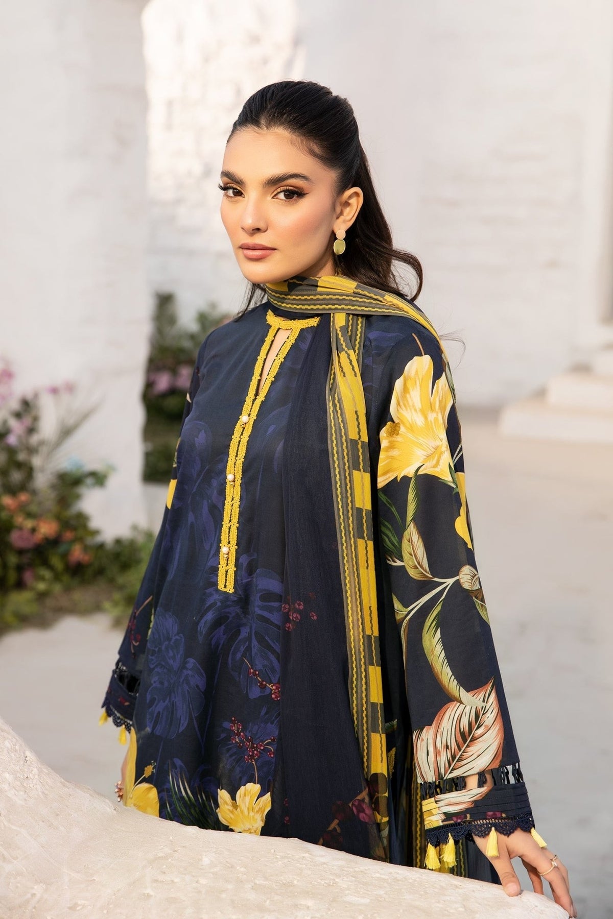 Maria B | M Basic Summer Lawn 25 | MB-CUS25-710B-Brand:Maria B-Type:Ladies Clothes-Dark Blue-Lawn-House of Maryam- Buy in UK, USA