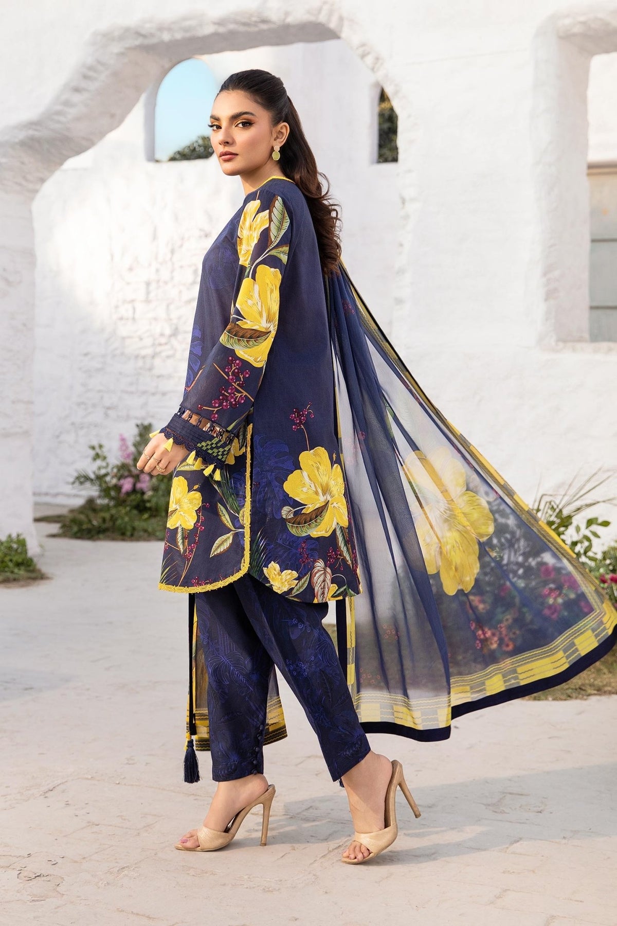 Maria B | M Basic Summer Lawn 25 | MB-CUS25-710B-Brand:Maria B-Type:Ladies Clothes-Dark Blue-Lawn-House of Maryam- Buy in UK, USA