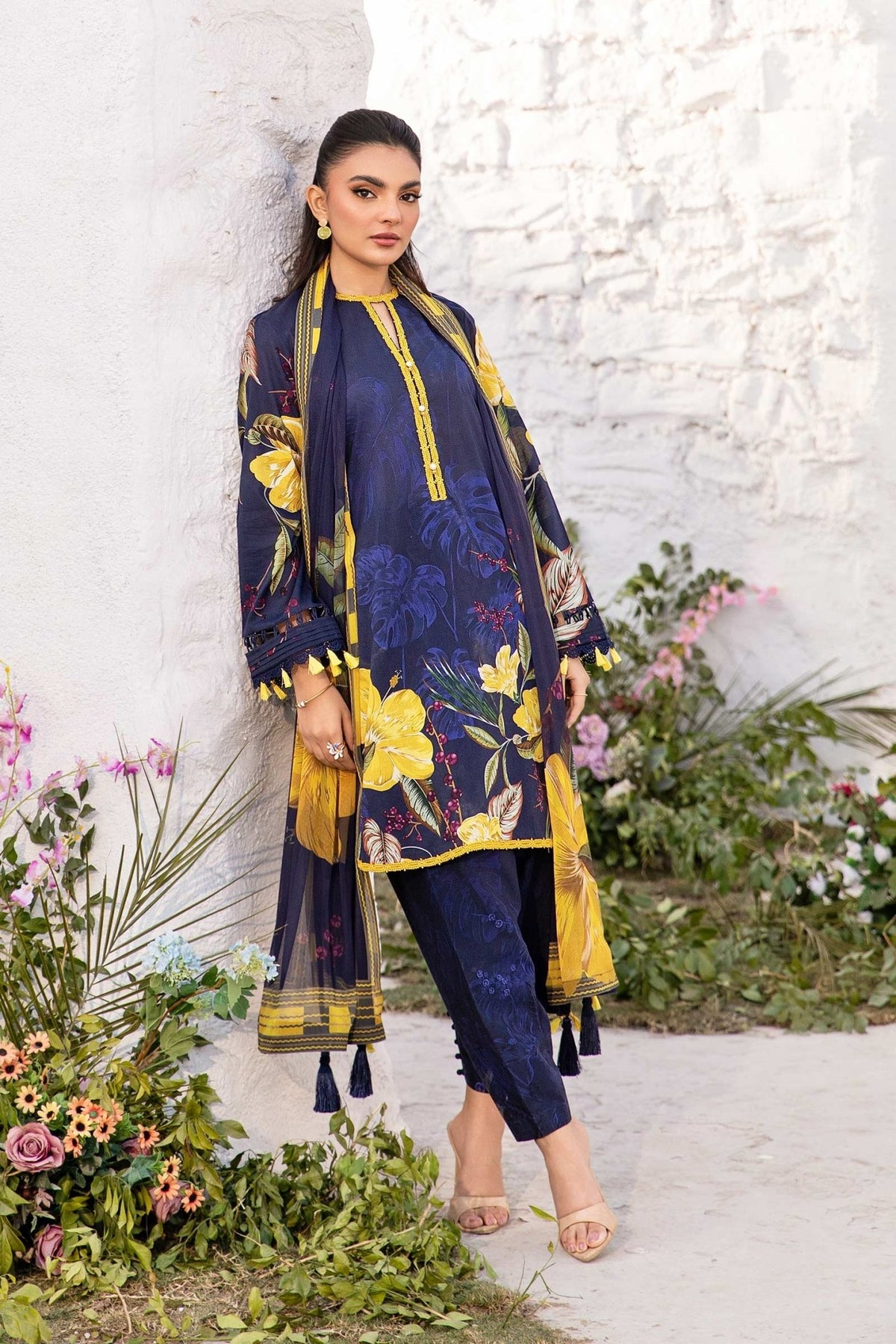 Maria B | M Basic Summer Lawn 25 | MB-CUS25-710B-Brand:Maria B-Type:Ladies Clothes-Dark Blue-Lawn-House of Maryam- Buy in UK, USA