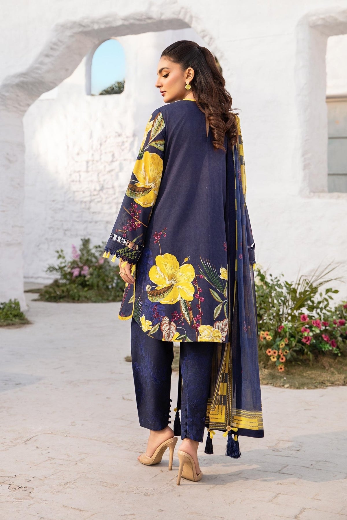 Maria B | M Basic Summer Lawn 25 | MB-CUS25-710B-Brand:Maria B-Type:Ladies Clothes-Dark Blue-Lawn-House of Maryam- Buy in UK, USA