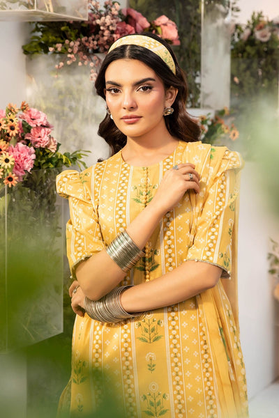Maria B | M Basic Summer Lawn 25 | MB-CUS25-711A-Brand:Maria B-Type:Ladies Clothes-Yellow-Slub Lawn-House of Maryam- Buy in UK, USA