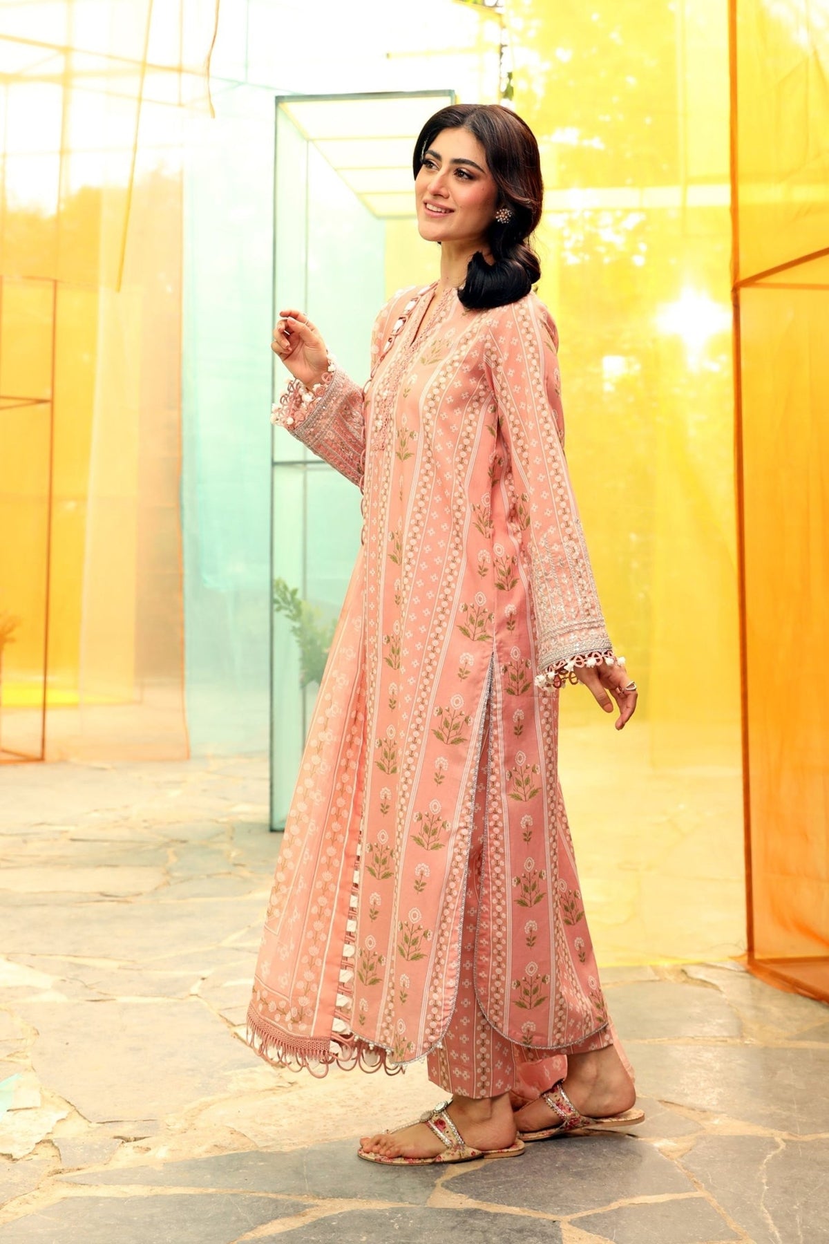 Maria B | M Basic Summer Lawn 25 | MB-CUS25-711B-Brand:Maria B-Type:Ladies Clothes-Pink-Slub Lawn-House of Maryam- Buy in UK, USA