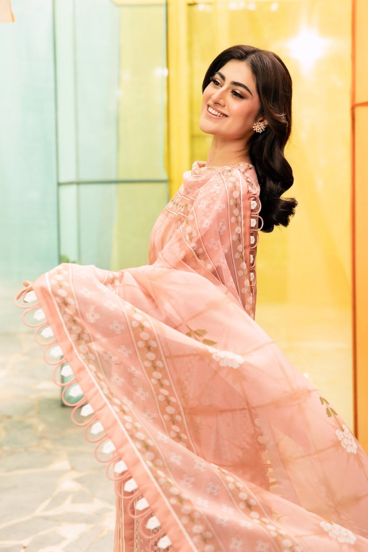 Maria B | M Basic Summer Lawn 25 | MB-CUS25-711B-Brand:Maria B-Type:Ladies Clothes-Pink-Slub Lawn-House of Maryam- Buy in UK, USA
