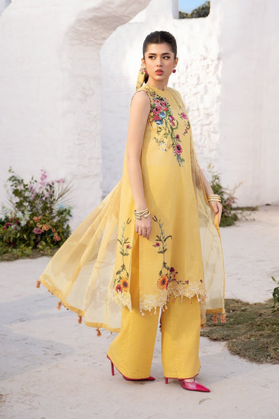 Maria B | M Basic Summer Lawn 25 | MB-CUS25-712A-Brand:Maria B-Type:Ladies Clothes-Yellow-Slub Lawn-House of Maryam- Buy in UK, USA