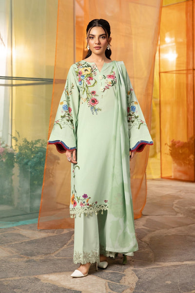 Maria B | M Basic Summer Lawn 25 | MB-CUS25-712B-Brand:Maria B-Type:Ladies Clothes-Mint Green-Slub Lawn-House of Maryam- Buy in UK, USA