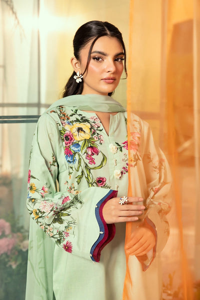 Maria B | M Basic Summer Lawn 25 | MB-CUS25-712B-Brand:Maria B-Type:Ladies Clothes-Mint Green-Slub Lawn-House of Maryam- Buy in UK, USA