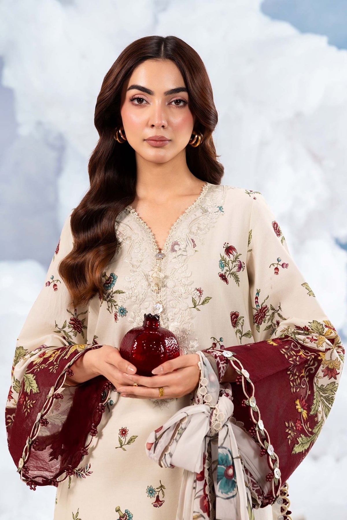 Maria B | M Basics Dreamscape Eid Lawn | MB-CUSV14-01A-Brand:Maria B-Type:Ladies Clothes-Light Skin-Lawn-House of Maryam- Buy in UK, USA