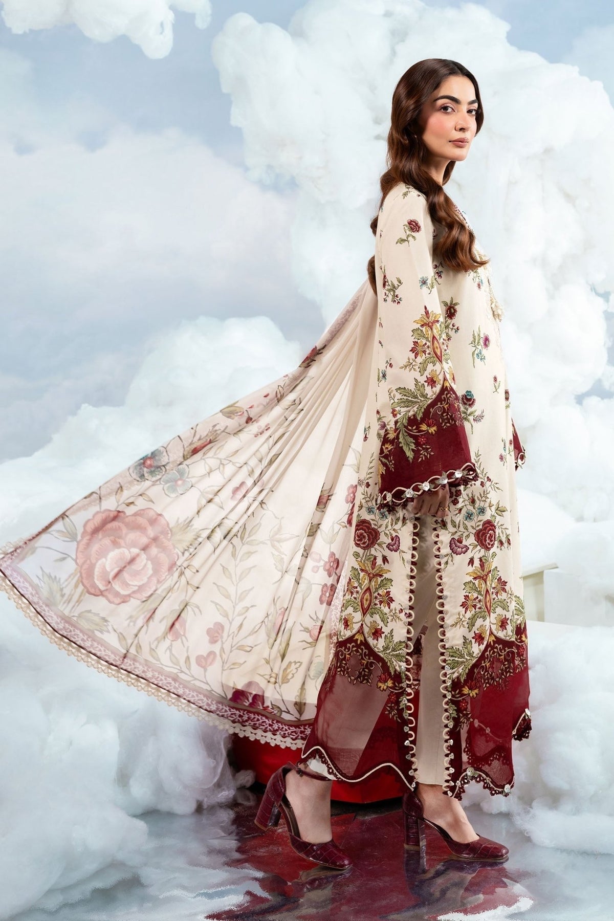 Maria B | M Basics Dreamscape Eid Lawn | MB-CUSV14-01A-Brand:Maria B-Type:Ladies Clothes-Light Skin-Lawn-House of Maryam- Buy in UK, USA